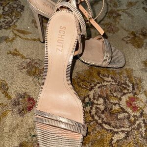 Schutz Women's Textured Gold High Heel Sandals